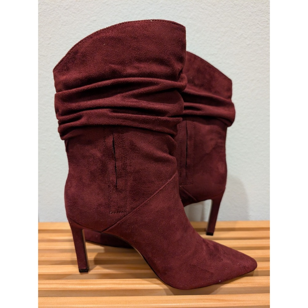 Jessica Simpson Women Shoes 5M‎ Elisti Slouchy Pointed Heel Boots Cherry Suede - Picture 5 of 10